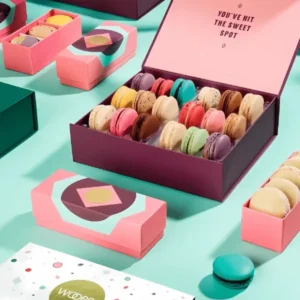 Printed macaron box with brand logo