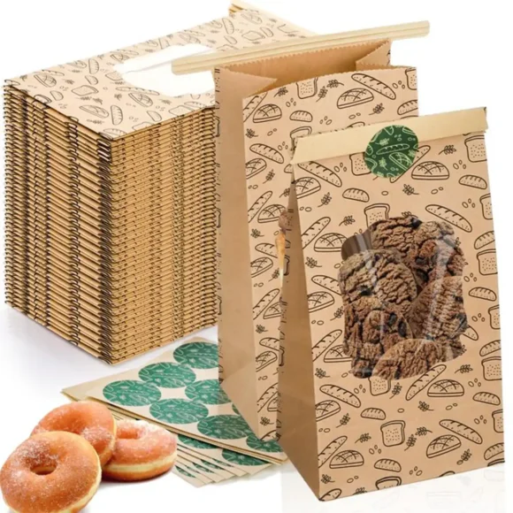 custom printed Brown Bakery Bags packaging wholesale